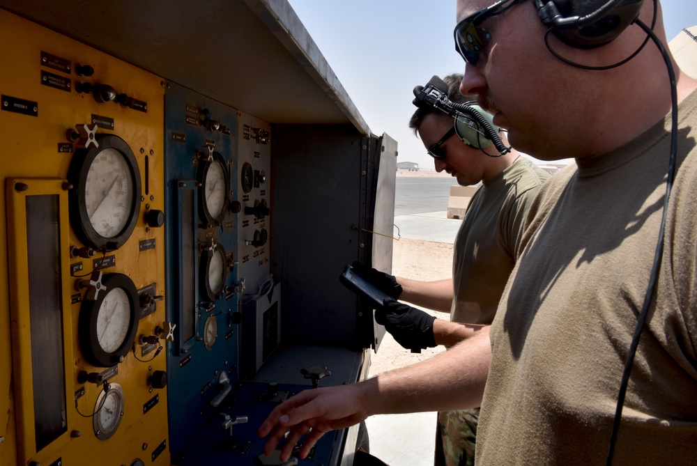 378th EMXS Airmen use Innovation to test hydraulics