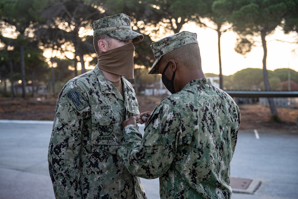 Naval Mobile Construction Battalion (NMCB) 133 holds pinning ceremony.