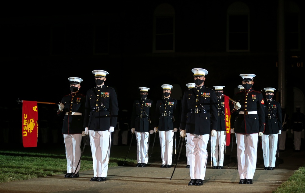 Barracks' Marines March in Friday Evening Parade 07.31.2020