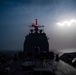 USS Princeton steams through the night