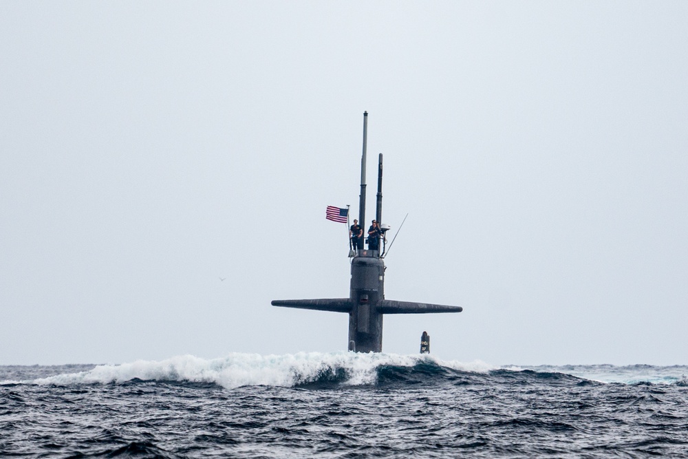 USS Newport News SSN 750 conducts BSP with CRS-1