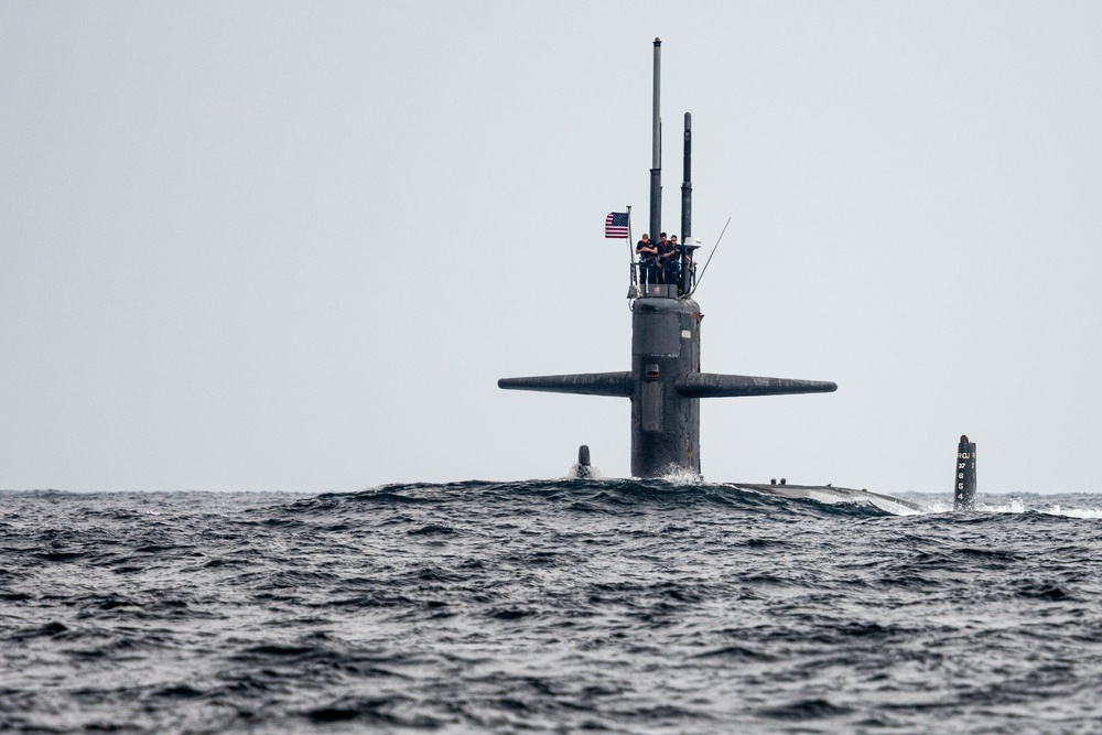 USS Newport News conducts a BSP with CRS-1