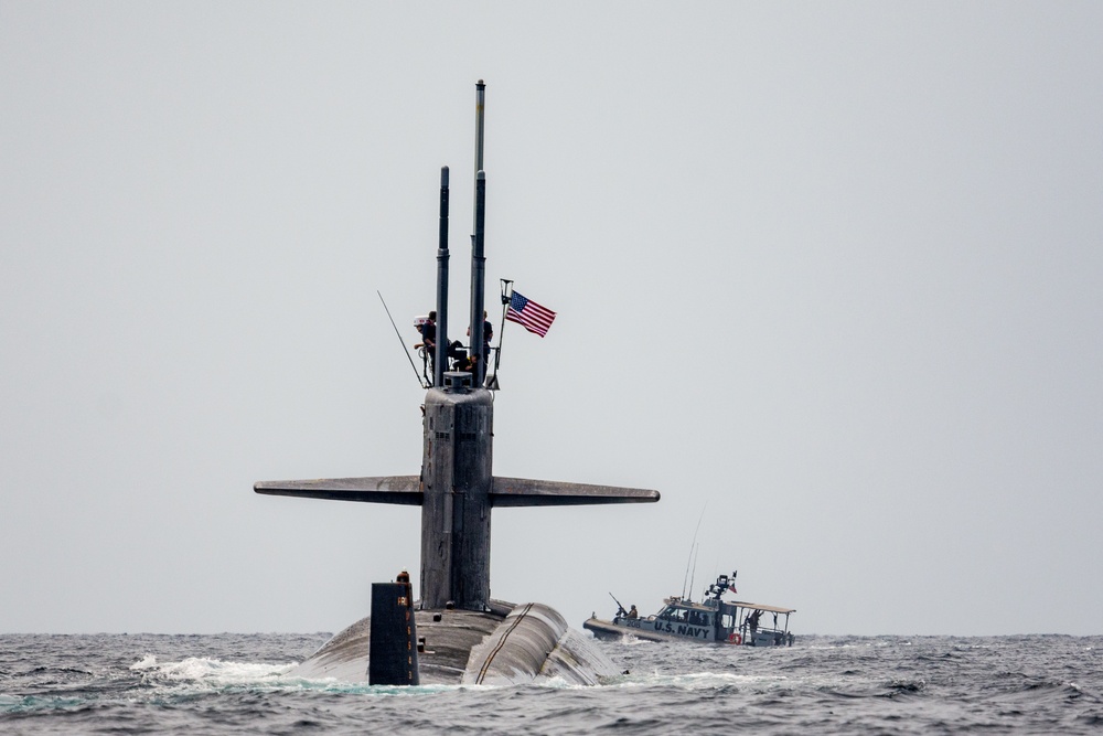 USS Newport News conducts a BSP with CRS-1