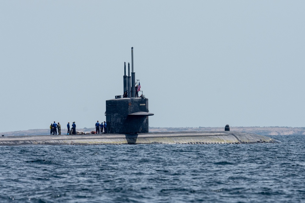 USS Newport News conducts a BSP with CRS-1