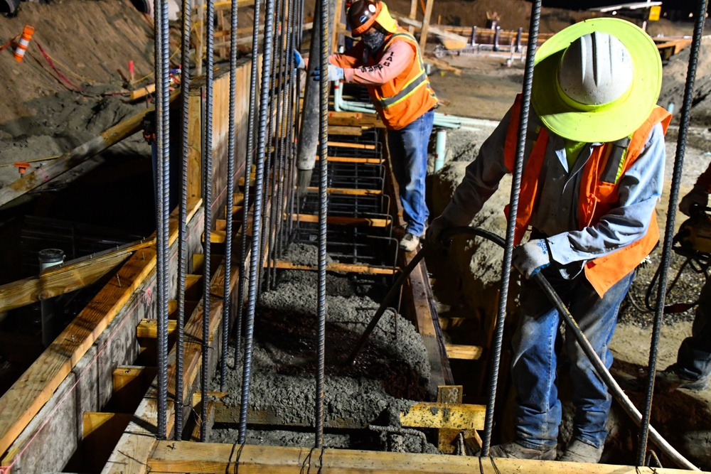 Workers place concrete at future Stockton VA clinic
