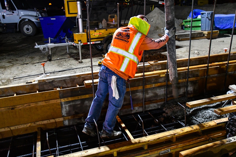 Workers place concrete at future Stockton VA clinic