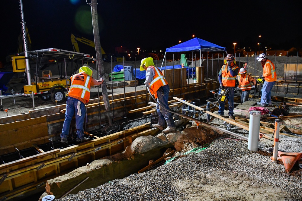 Workers place concrete at future Stockton VA clinic