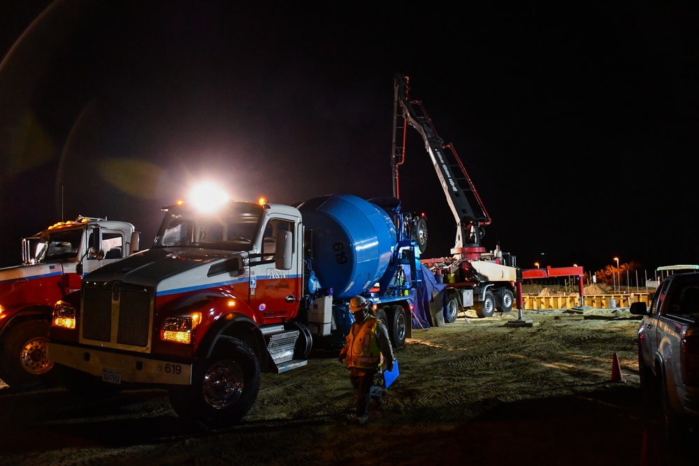 Workers place concrete at future Stockton VA clinic