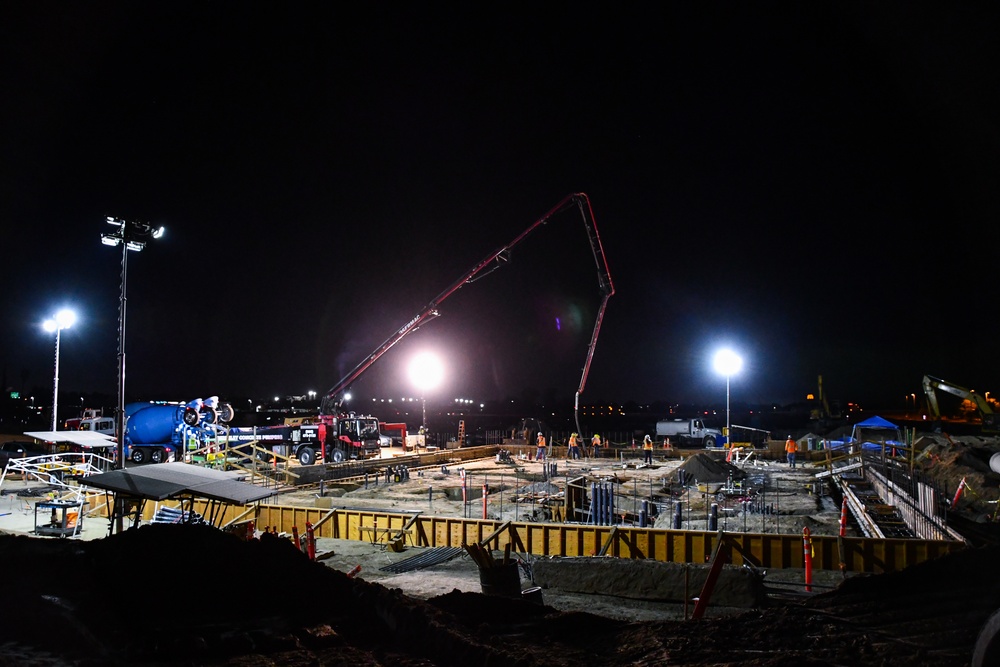 Workers place concrete at future Stockton VA clinic