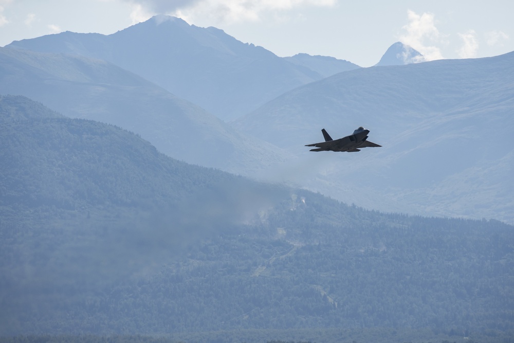 Alaska F-22 Raptors take off from JBER