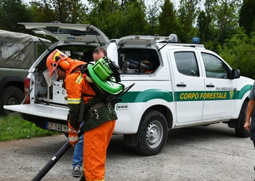 Demonstration the use of equipment in case of a forest fire