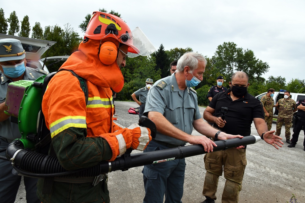 Demonstration the use of equipment in case of a forest fire