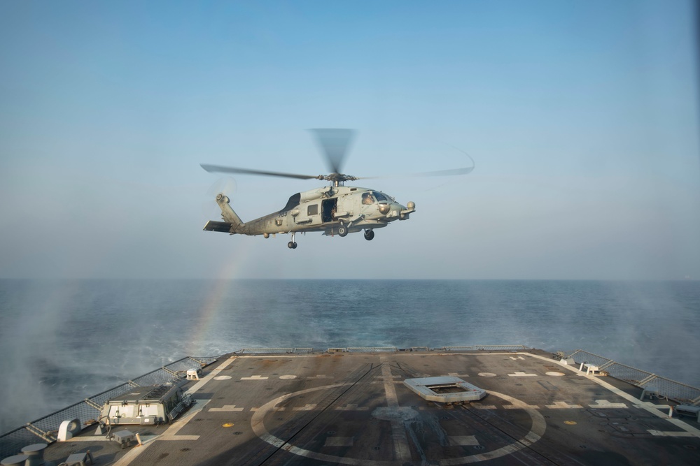 USS Ralph Johnson Sailors Conduct Flight Operations