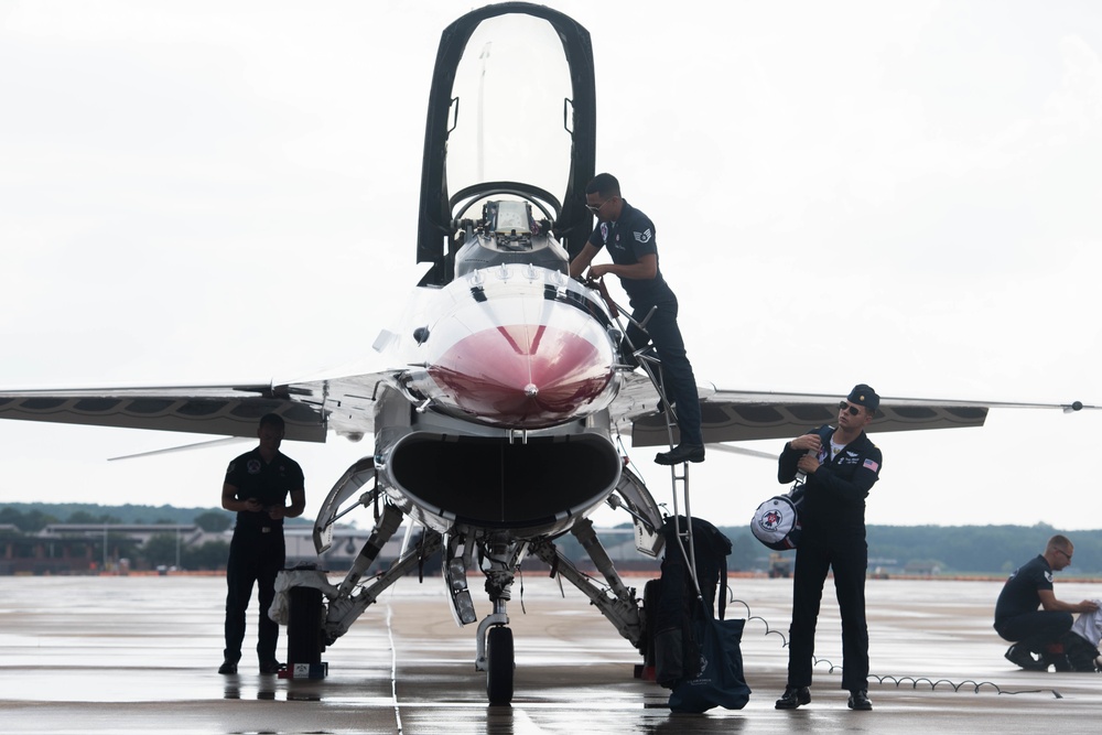 Thunderbirds visit JBLE in preparation for CSAF flyover