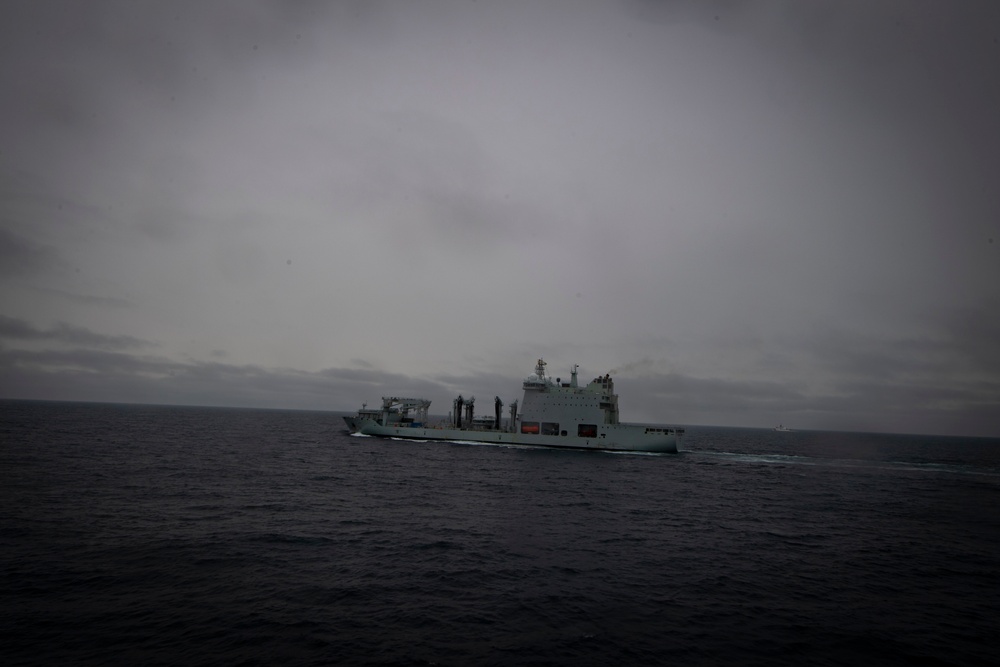 USS Thomas Hudner (DDG 116) Practies Replenishment-At-Sea Approach Drills with Royal Canadian ship MV Asterix