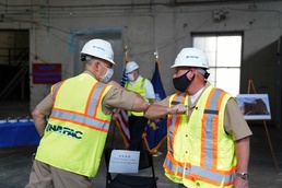 Chief of Naval Operations, Adm. Mike Gilday, and NAVFAC Commander, Rear Adm. John Korka at Operational Archives and Repository Complex Groundbreaking