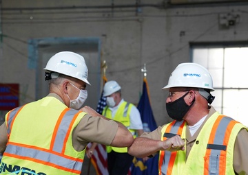 Chief of Naval Operations, Adm. Mike Gilday, and NAVFAC Commander, Rear Adm. John Korka at Operational Archives and Repository Complex Groundbreaking