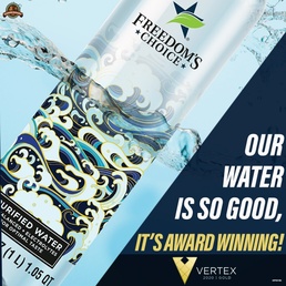 Gold to go: Commissaries’ Freedom Choice enhanced water earns top industry honors for label design
