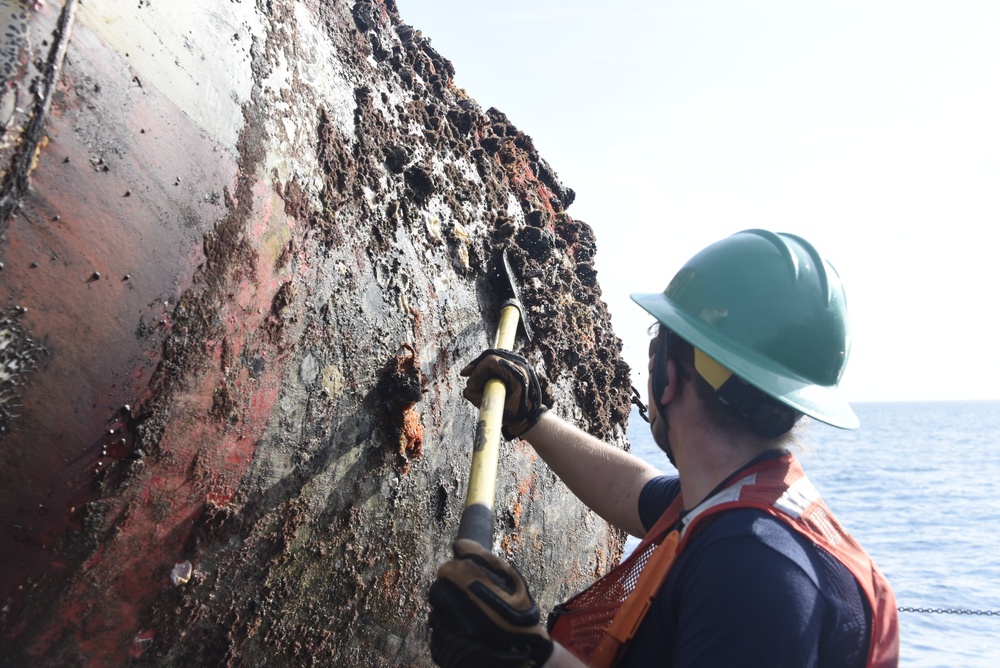 Coast Guard Cutter Joshua Appleby crew conducts maintenance on buoys near Port Everglades