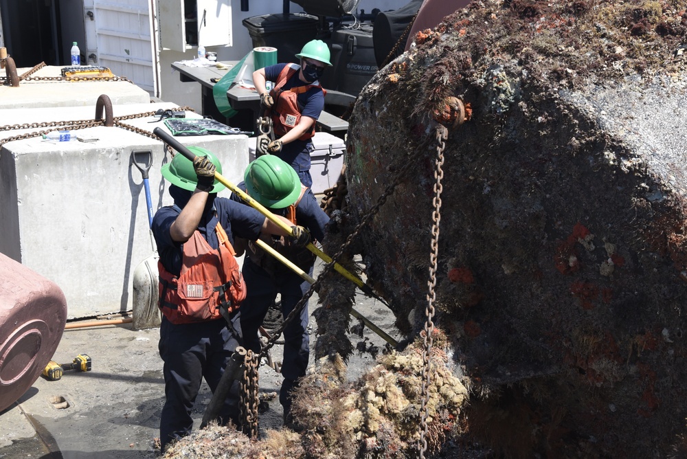 Coast Guard Cutter Joshua Appleby crew conducts maintenance on buoys near Port Everglades