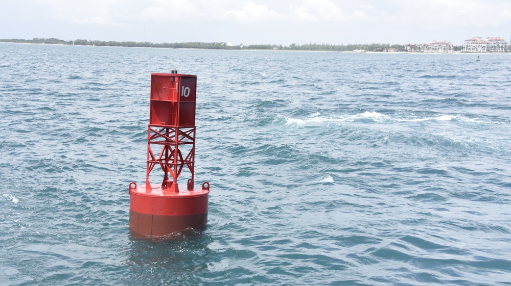 Coast Guard Cutter Joshua Appleby crew conducts maintenance on buoys near Port Everglades