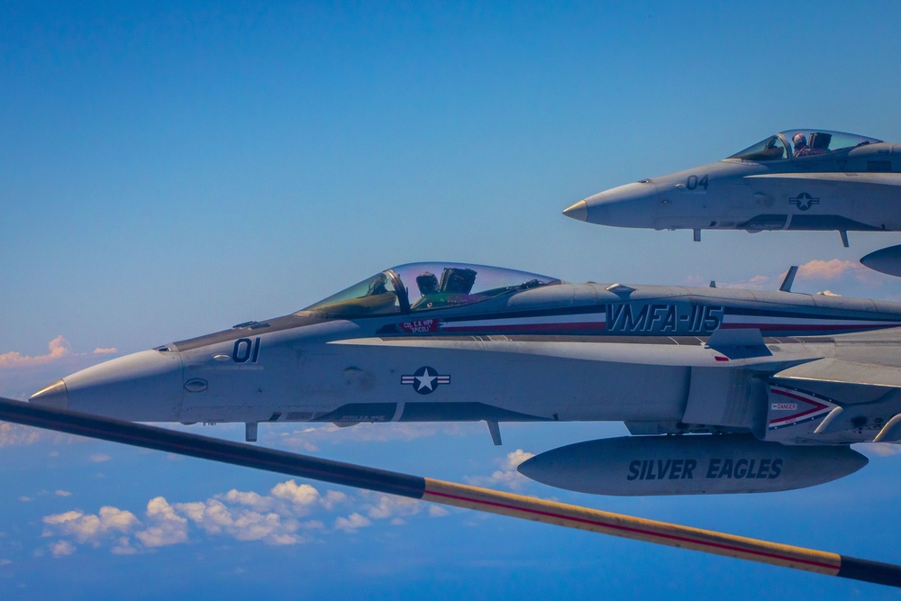 High altitude: VMGR-152 and VMFA-115 conduct aerial refuel
