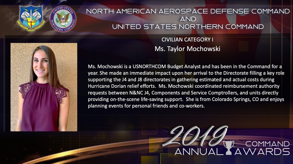 NORAD and USNORTHCOM 2019 Civilian Category I of the Year: Ms. Taylor Mochowski