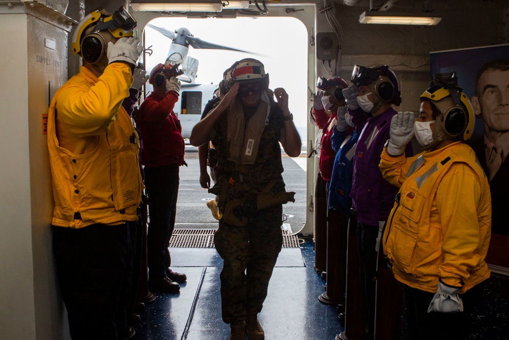USS Makin Island welcomes Secretary of the Navy, Commandant of the Marine Corps, Sergeant Major of the Marine Corps
