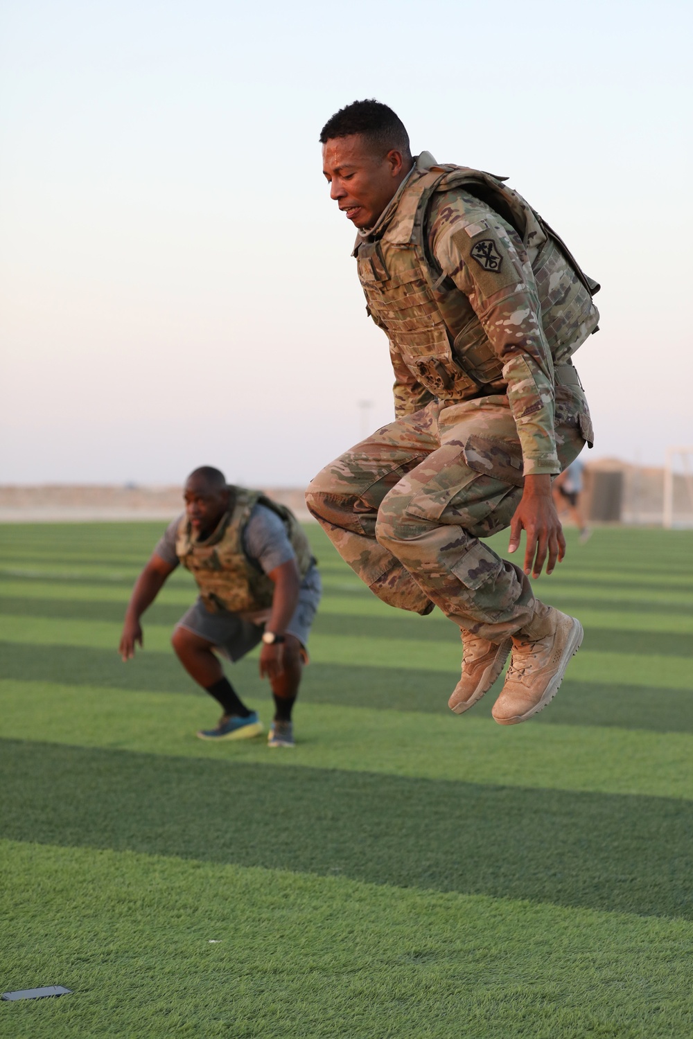 Soldiers conduct HIIT training as part of USO fun activity