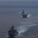 USS Makin Island and USS Somerset partcipate in a straits transit drill.