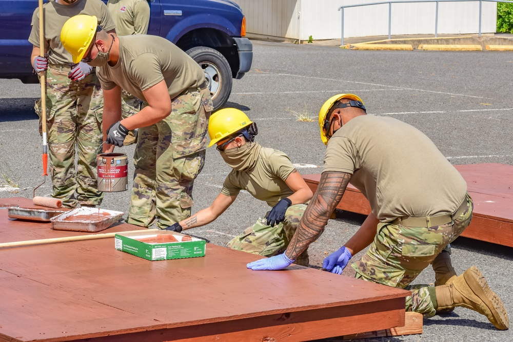 230th Engineers paint and seal platforms during COVID-19 pandemic
