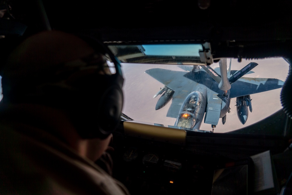 Tankers refuel F-15s