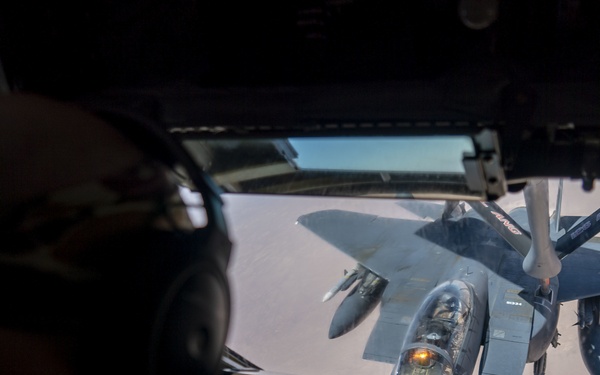Tankers refuel F-15s