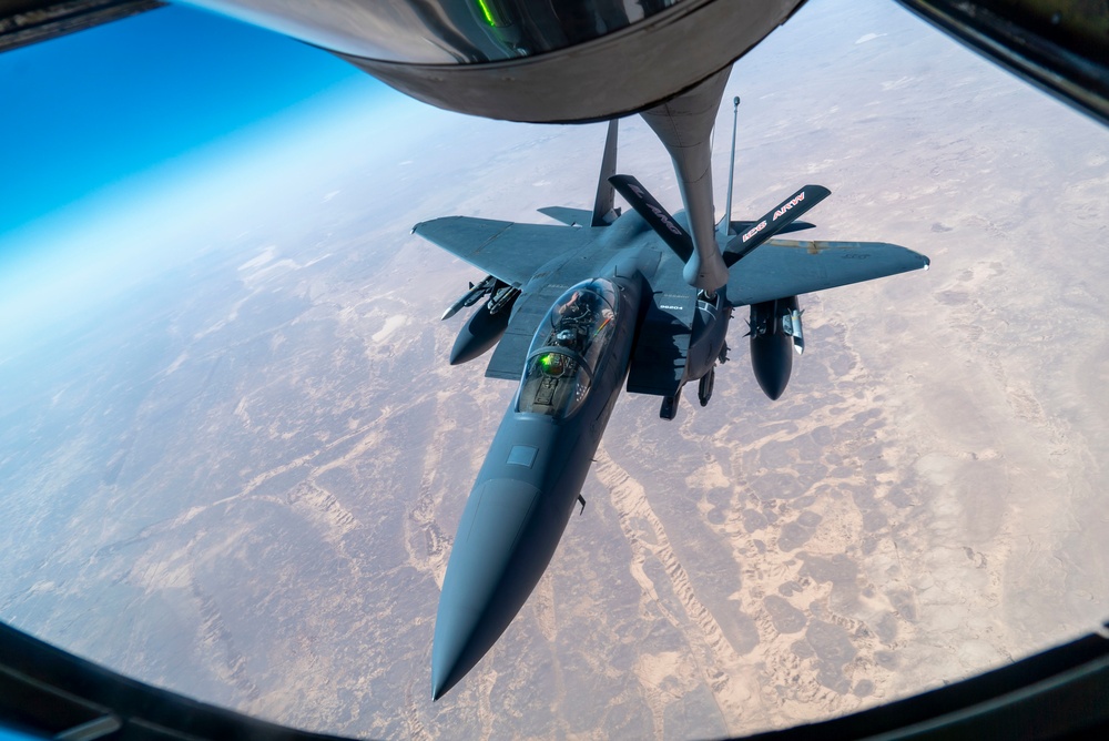 Tankers refuel F-15s