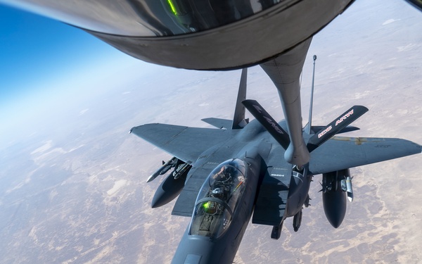Tankers refuel F-15s