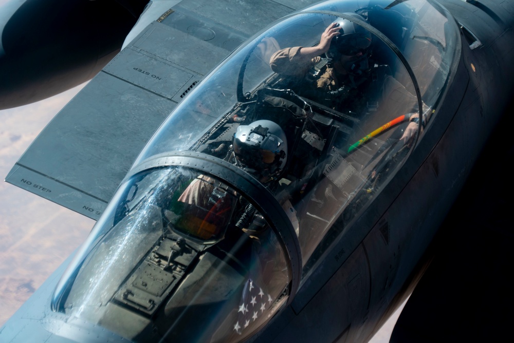 Tankers refuel F-15s