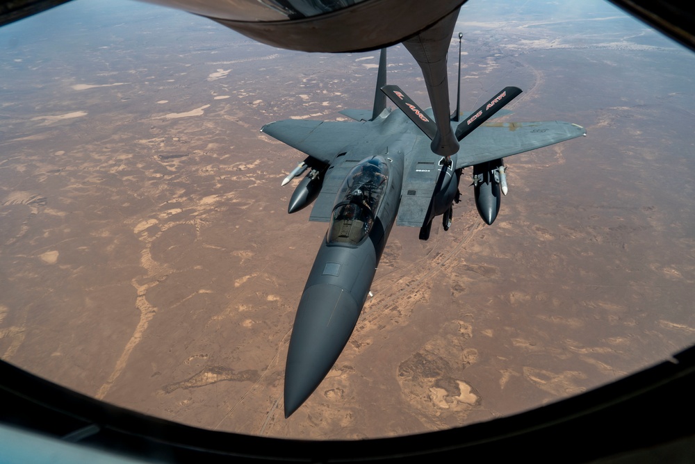 Tankers refuel F-15s