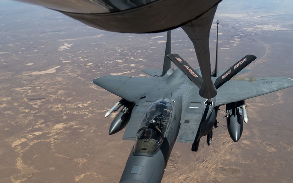 Tankers refuel F-15s