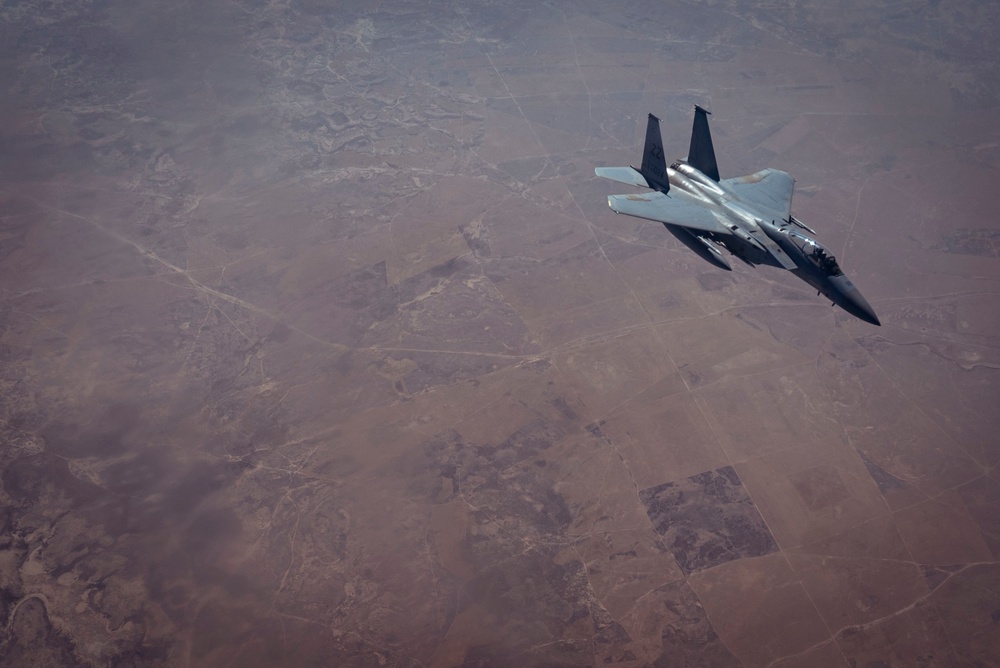 Tankers refuel F-15s