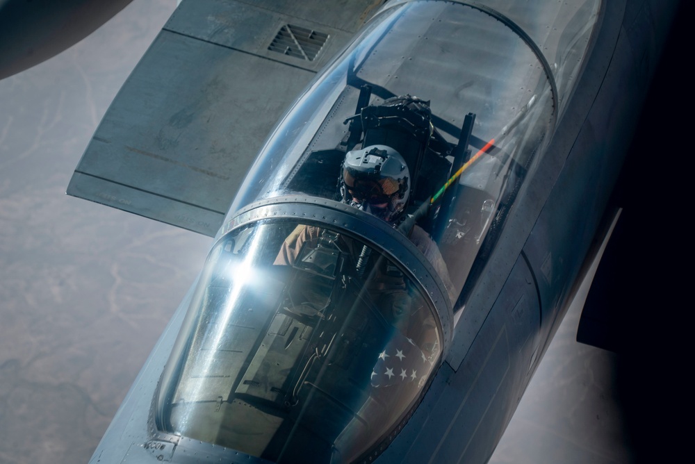 Tankers refuel F-15s