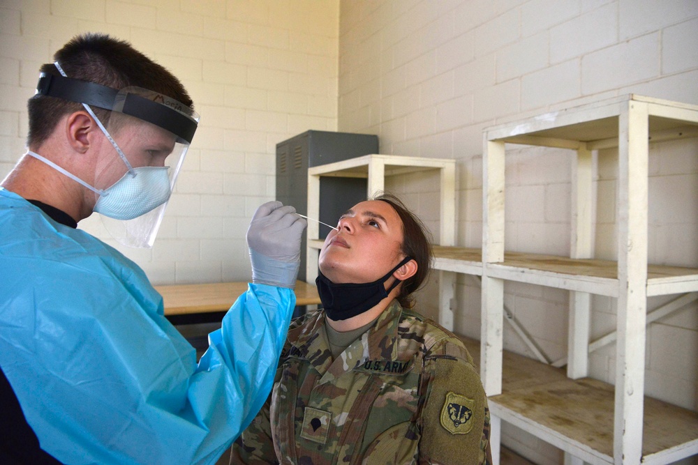 Minnesota National Guard Soldier Take Part in COVID-19 Test before Mobilization