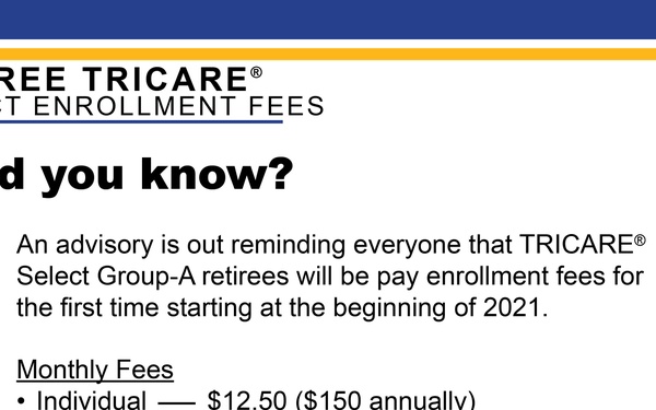 TRICARE Graphic On Select Enrollment Fees