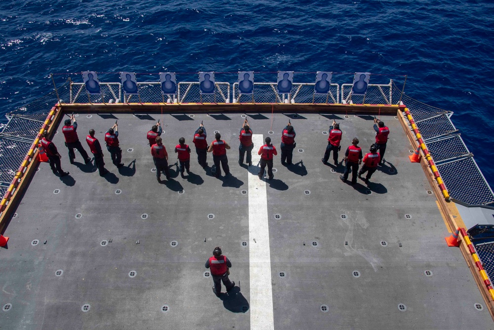 USS America (LHA 6) Conducts Small Arms Qualification