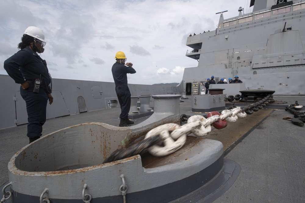 USS New Orleans Dropping Anchor