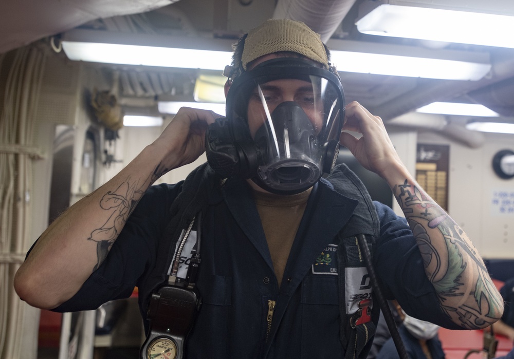 USS Ralph Johnson Sailors Conduct Damage Control Training