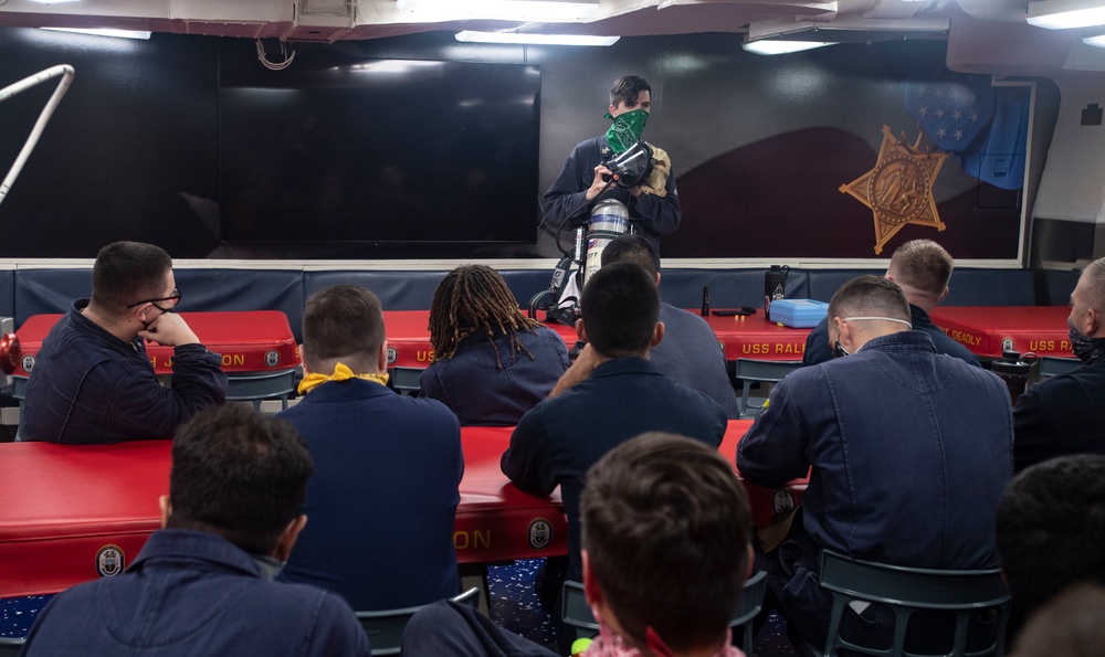 USS Ralph Johnson Sailors Conduct Damage Control Training