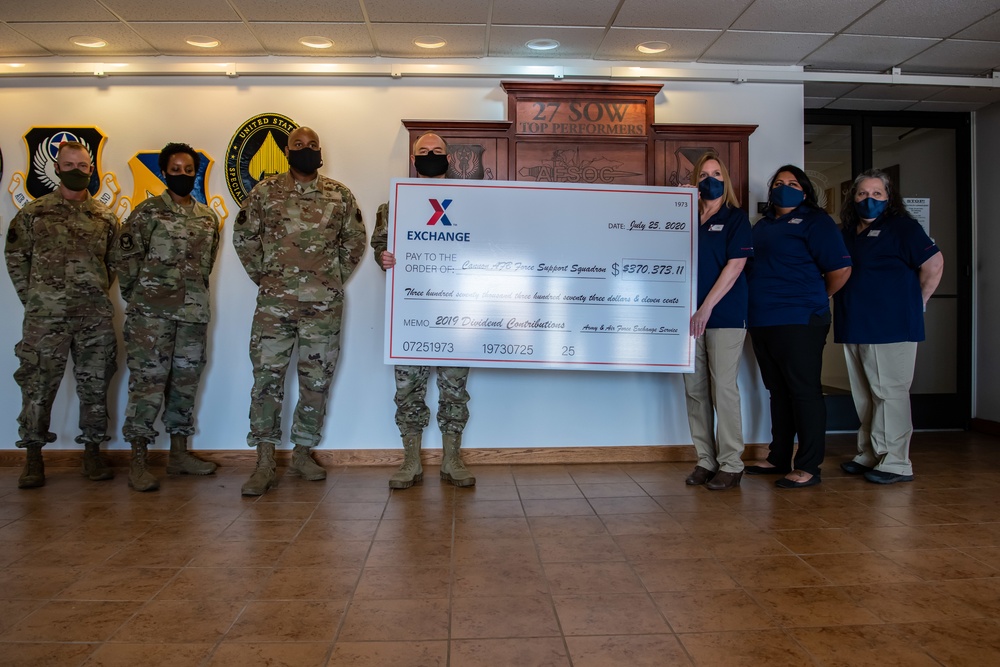 Cannon AAFES Makes Annual Donation to Base MWR Fund