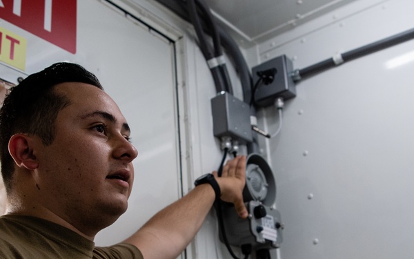 The 405th Expeditionary Aeromedical Evacuation Squadron trains on the Negatively Pressurized Conex-Lite
