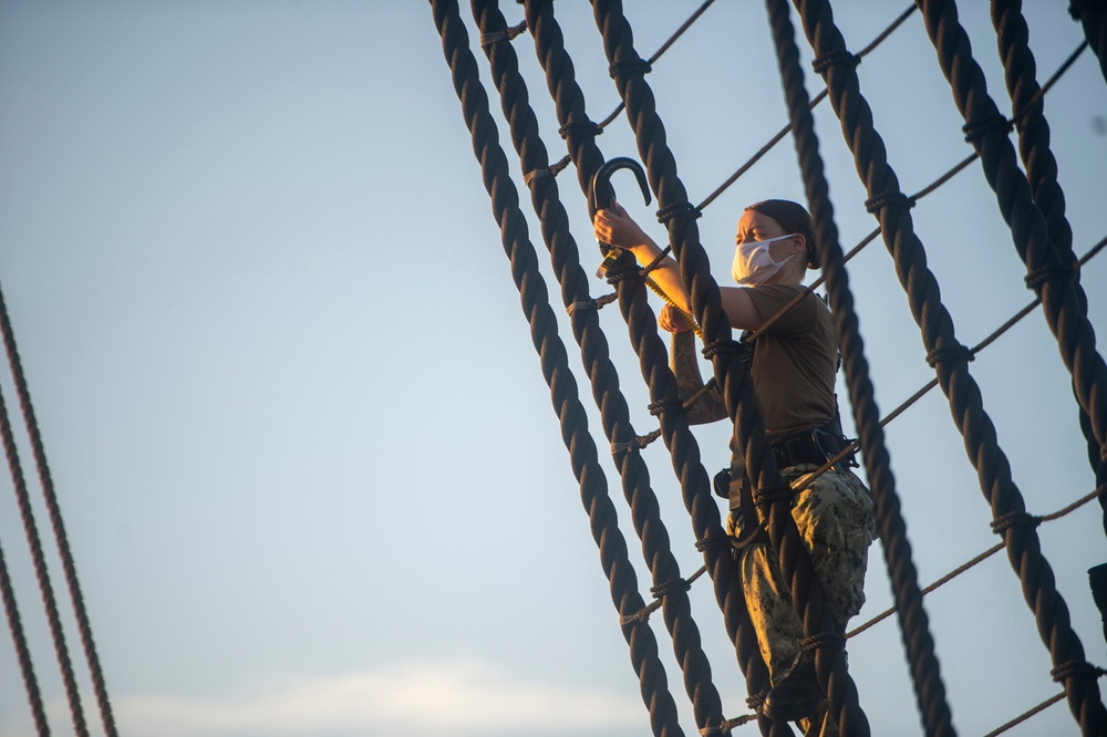 USS Constitution Conducts Climbing Aloft