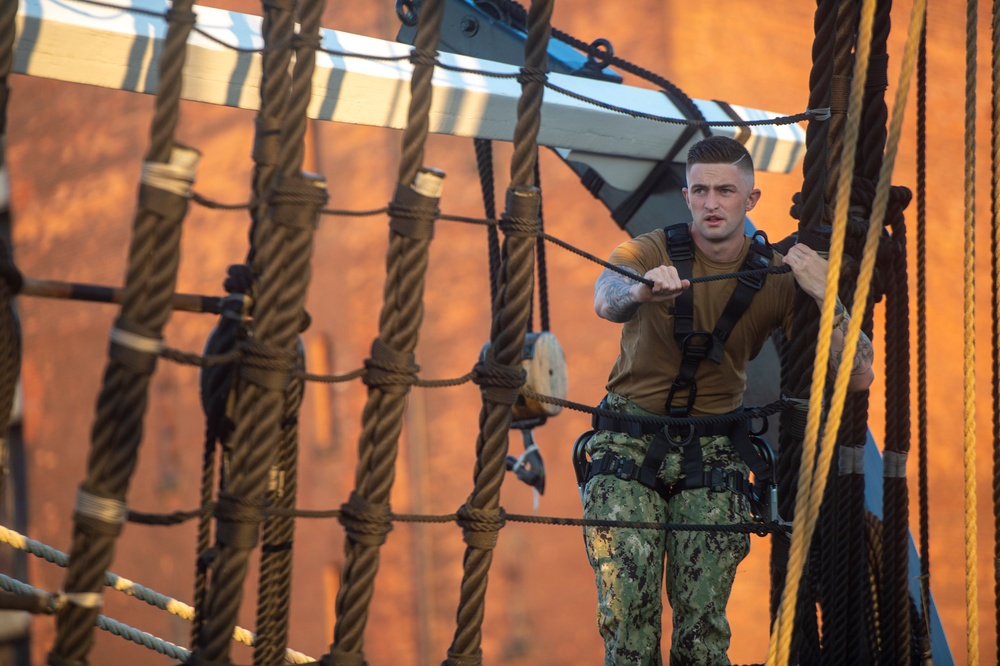 USS Constitution Conducts Climbing Aloft